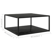 vidaXL Table Basse Noir 80x80x35 Verre Trempé - 80 x 80 x 35