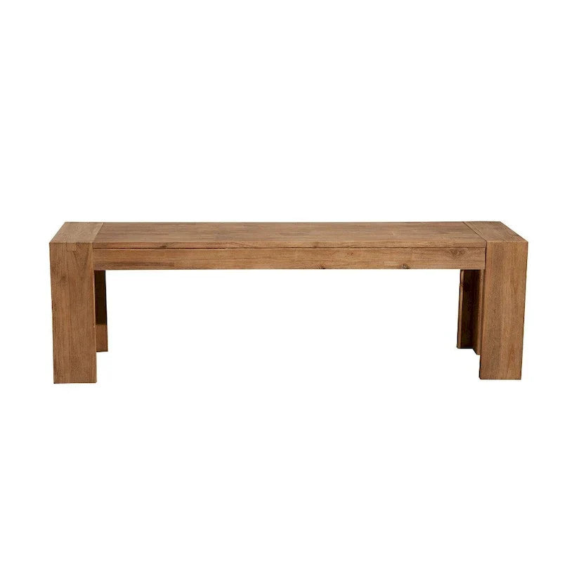 Banc en bois d'acacia massif avec pieds en équerre, marron - 18 H x 58 L x 16 P pouces