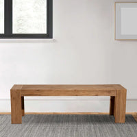 Banc en bois d'acacia massif avec pieds en équerre, marron - 18 H x 58 L x 16 P pouces