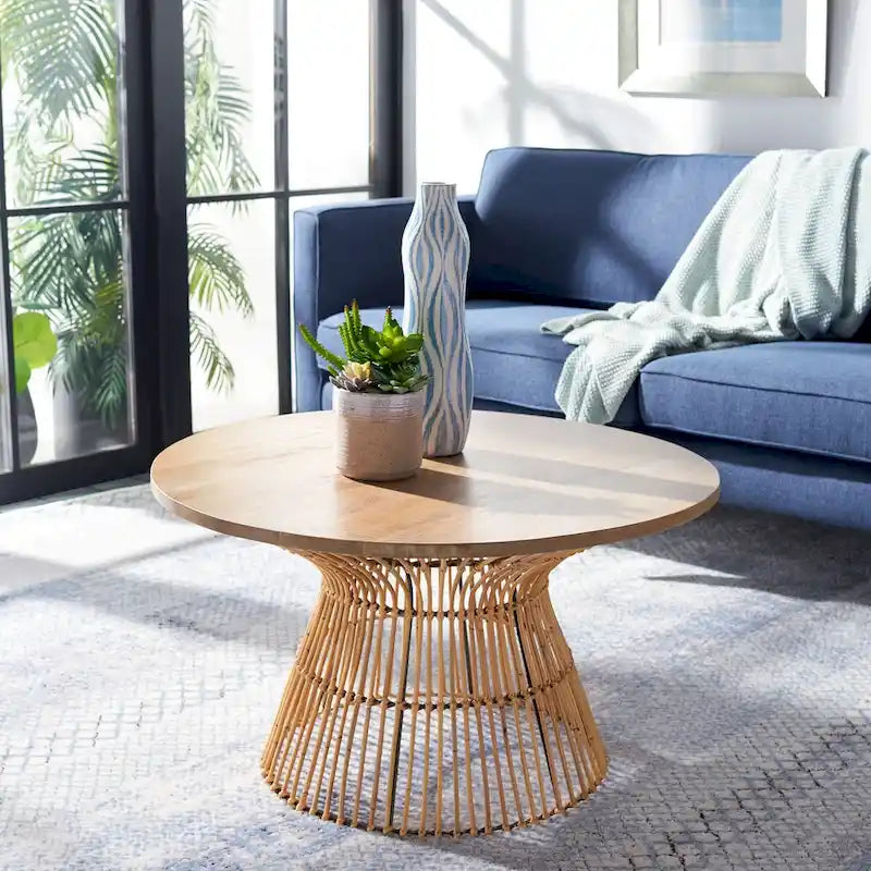 SAFAVIEH Aveline Table basse ronde moderne en rotin - 31,5 l x 31,5 P x 17,7 H - 32L x 32P x 18H