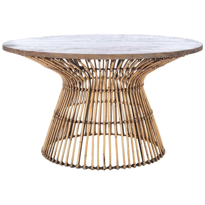 SAFAVIEH Aveline Table basse ronde moderne en rotin - 31,5 l x 31,5 P x 17,7 H - 32L x 32P x 18H