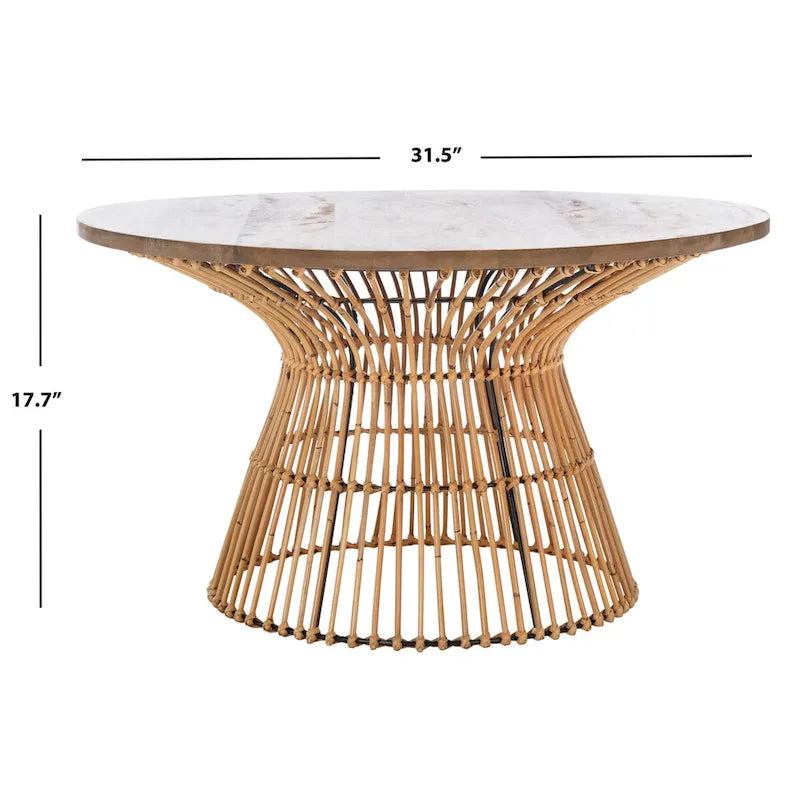 SAFAVIEH Aveline Table basse ronde moderne en rotin - 31,5 l x 31,5 P x 17,7 H - 32L x 32P x 18H