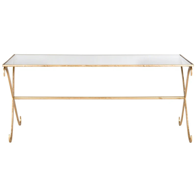 Table basse SAFAVIEH Olka Or/Plateau en verre trempé - 43 x 20 x 18.3 - 43Lx20Px18H