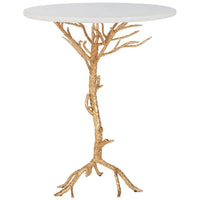 SAFAVIEH Ailene Hidden Treasures - Table d'appoint en granit blanc et laiton - 20 x 20 x 24.6 - 20L x 20P x 25H