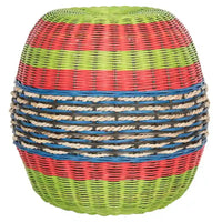 SAFAVIEH Kiriko Tabouret tonneau en osier multi rotin - 18 x 18 x 18 - 18Lx18Px18H
