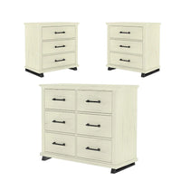 Ensemble de chambre à coucher 3 pièces de style campagnard - 2 tables de chevet et 1 commode
