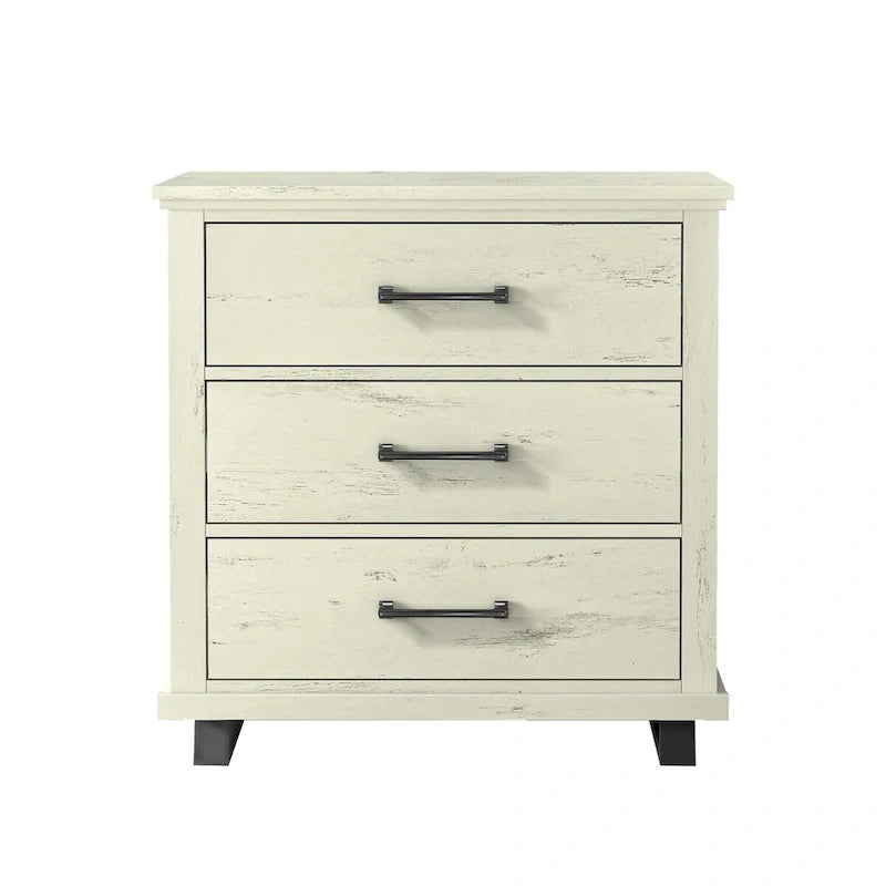 Ensemble de chambre à coucher 3 pièces de style campagnard - 2 tables de chevet et 1 commode