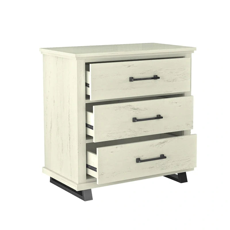 Ensemble de chambre à coucher 3 pièces de style campagnard - 2 tables de chevet et 1 commode