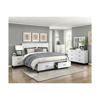Ensemble de chambre à coucher plateforme de rangement moderne blanc 3 pièces Saratoga