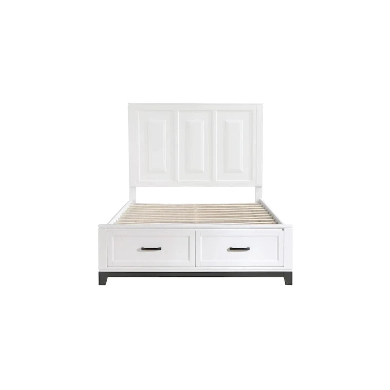Ensemble de chambre à coucher plateforme de rangement moderne blanc 3 pièces Saratoga