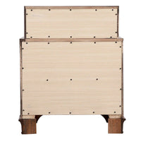 Table de chevet traditionnelle à trois tiroirs, deux niveaux et poignées métalliques