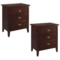 Leick Home 10522-GR table de chevet Laurent à 3 tiroirs, lot de 2