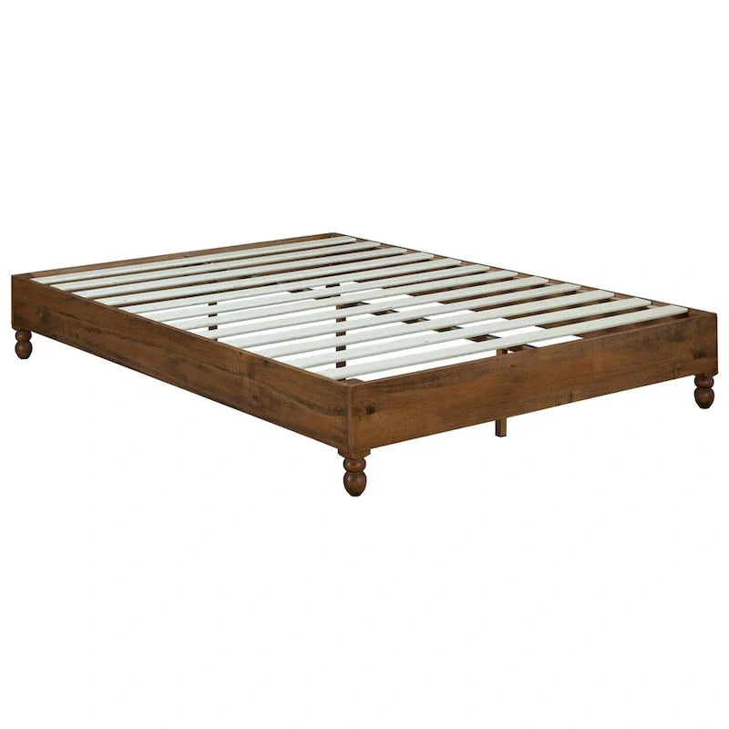 MUSEHOMEINC Cadre de lit 12 pouces en bois massif style rustique, élimine le besoin de sommier, finition naturelle
