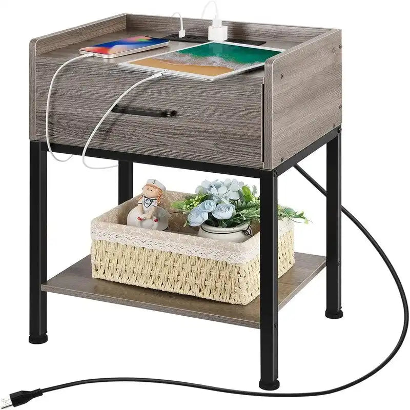 Table de chevet avec station de recharge