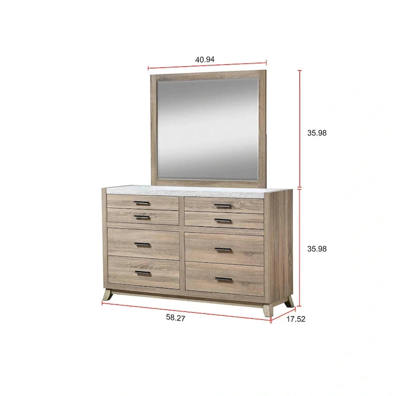 Ensemble de chambre à coucher Daemon 6 pièces, panneaux marron clair