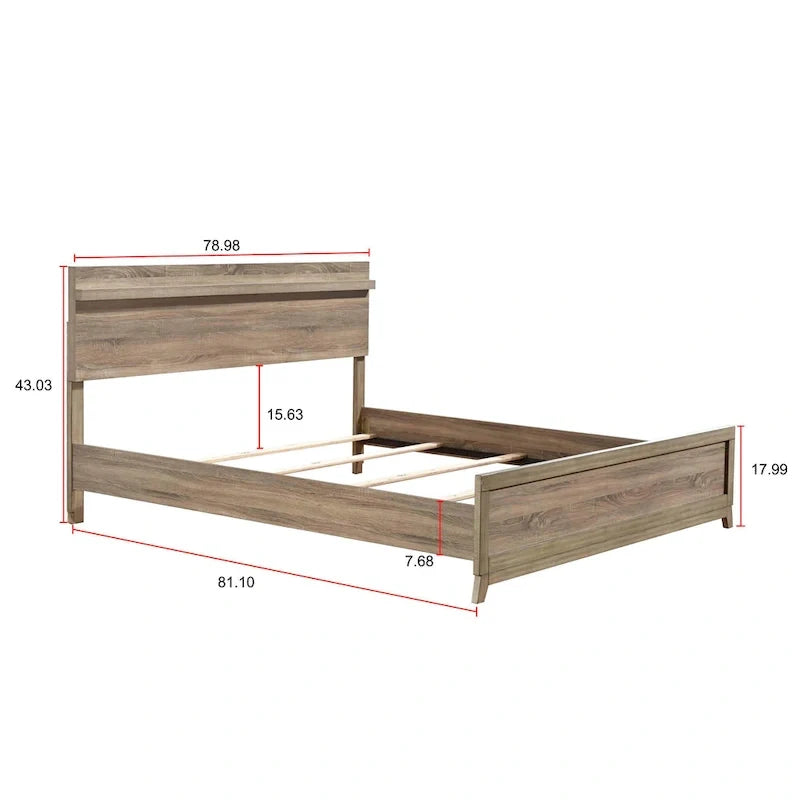 Ensemble de chambre à coucher 4 pièces avec panneaux marron clair Daemon