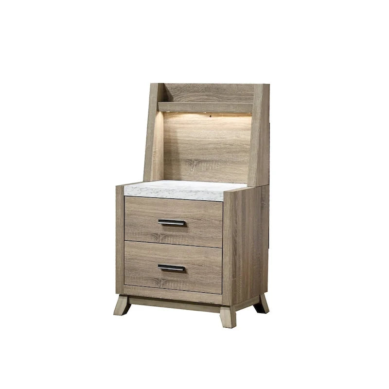 Ensemble de chambre à coucher 4 pièces avec panneaux marron clair Daemon