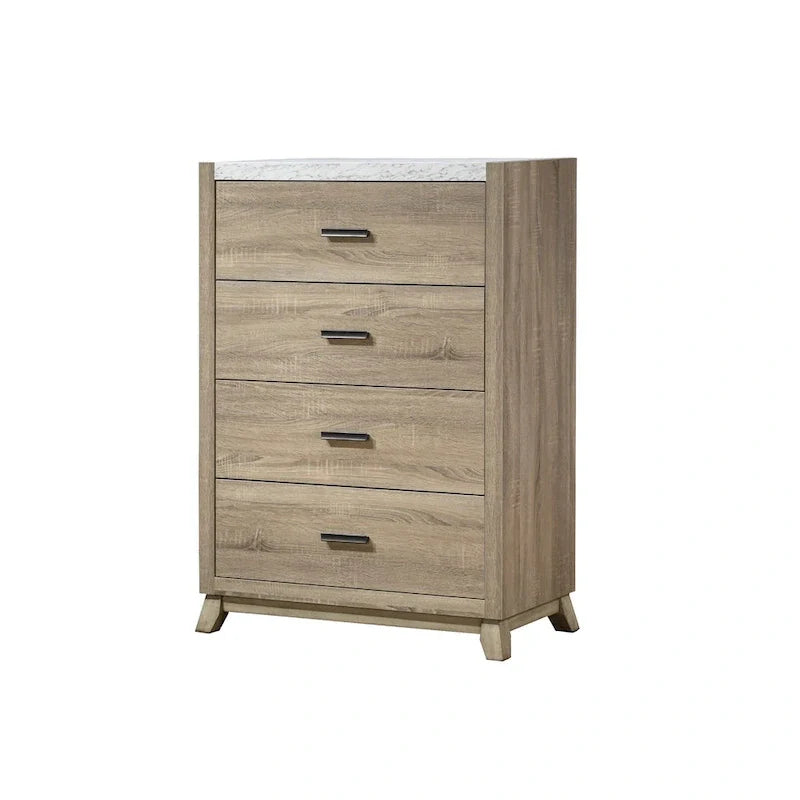 Ensemble de chambre à coucher 4 pièces avec panneaux marron clair Daemon
