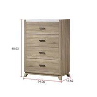 Ensemble de chambre à coucher 4 pièces avec panneaux marron clair Daemon