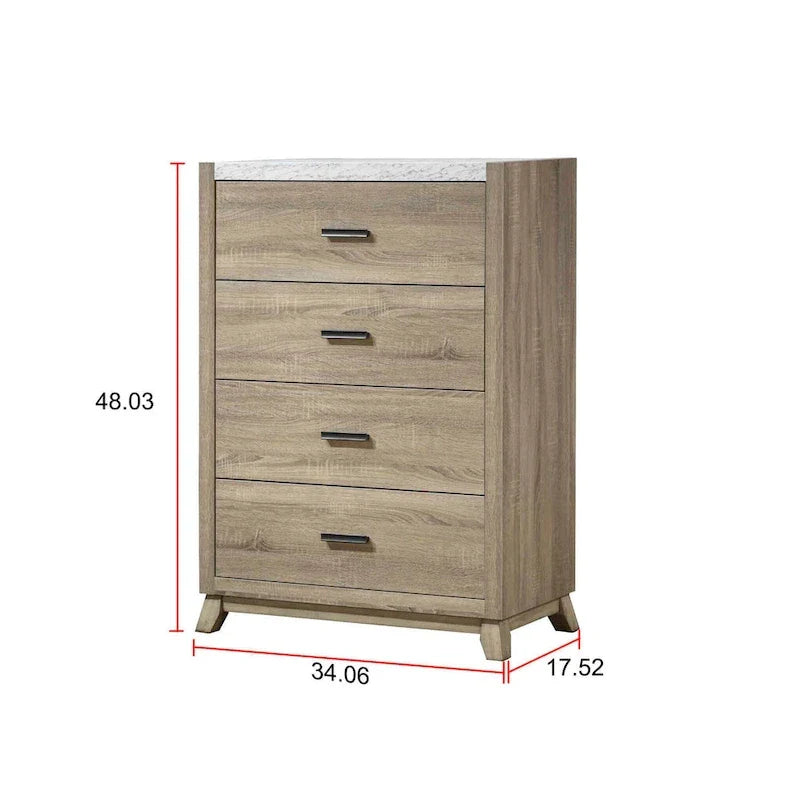 Ensemble de chambre à coucher 4 pièces avec panneaux marron clair Daemon