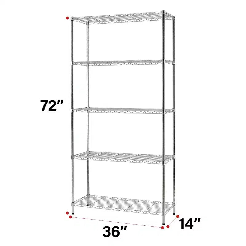 FDW rack à 5 étagères réglables en couches, acier robuste commercial pour restaurant garage cuisine