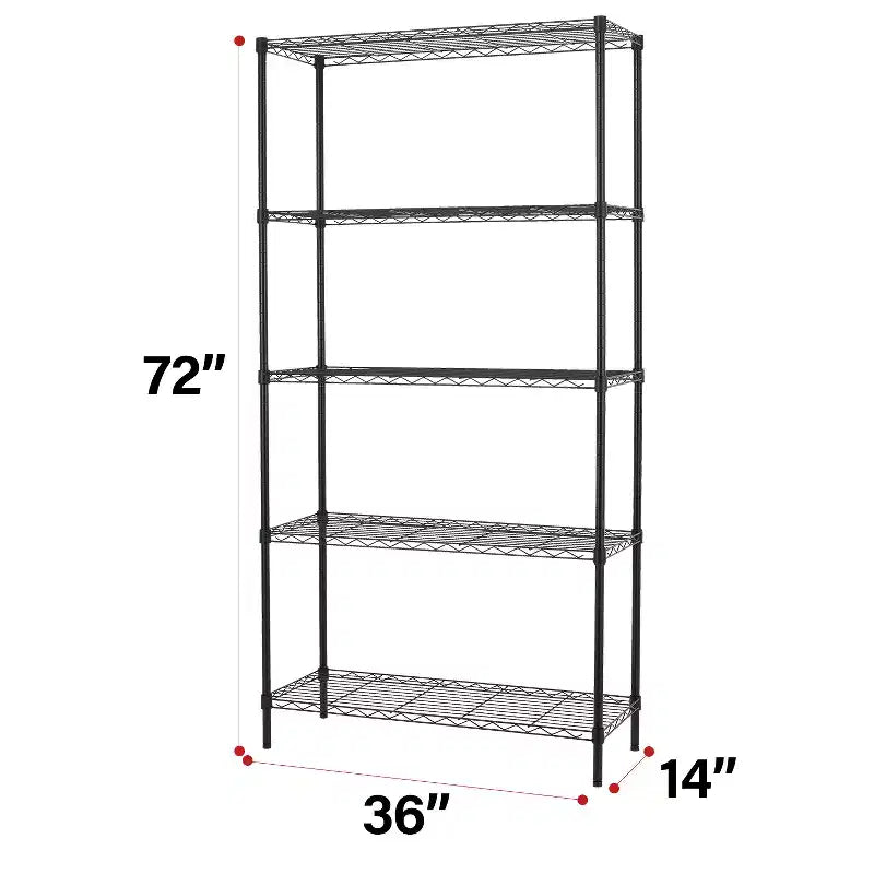 FDW rack à 5 étagères réglables en couches, acier robuste commercial pour restaurant garage cuisine