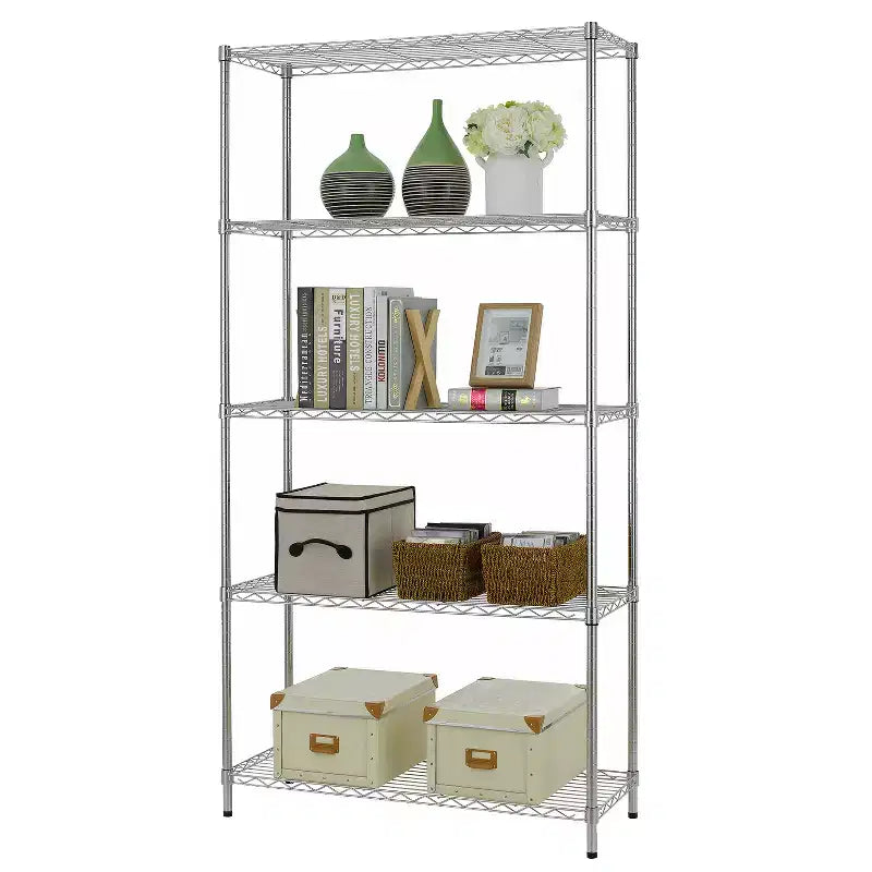 FDW rack à 5 étagères réglables en couches, acier robuste commercial pour restaurant garage cuisine