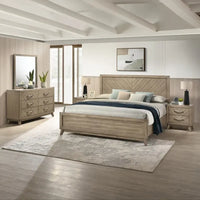 Ensemble de chambre à coucher contemporain Roundhill Furniture Arena en bois : Lit à panneaux, commode, miroir, table de chevet, chiffonnier, gris antique
