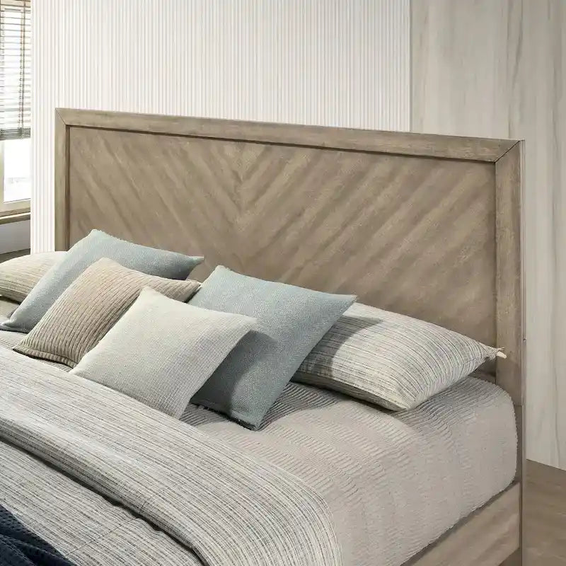 Ensemble de chambre à coucher contemporain Roundhill Furniture Arena en bois : Lit à panneaux, commode, miroir, table de chevet, chiffonnier, gris antique