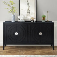 Buffet rétro avec portes et motifs à rainures circulaires - N/A