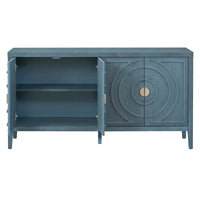 Buffet rétro avec portes et motifs à rainures circulaires - N/A