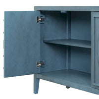 Buffet rétro avec portes et motifs à rainures circulaires - N/A