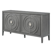 Buffet rétro avec portes et motifs à rainures circulaires - N/A