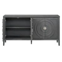 Buffet rétro avec portes et motifs à rainures circulaires - N/A