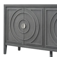 Buffet rétro avec portes et motifs à rainures circulaires - N/A