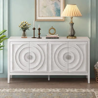 Buffet rétro avec portes et motifs à rainures circulaires - N/A
