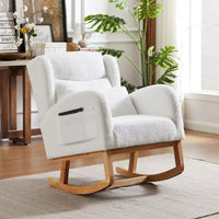 Fauteuil à bascule d'appoint moderne à dossier haut pour salon, deux poches latérales