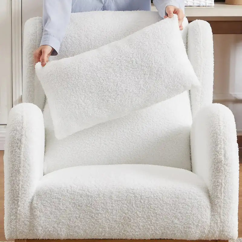 Fauteuil à bascule d'appoint moderne à dossier haut pour salon, deux poches latérales