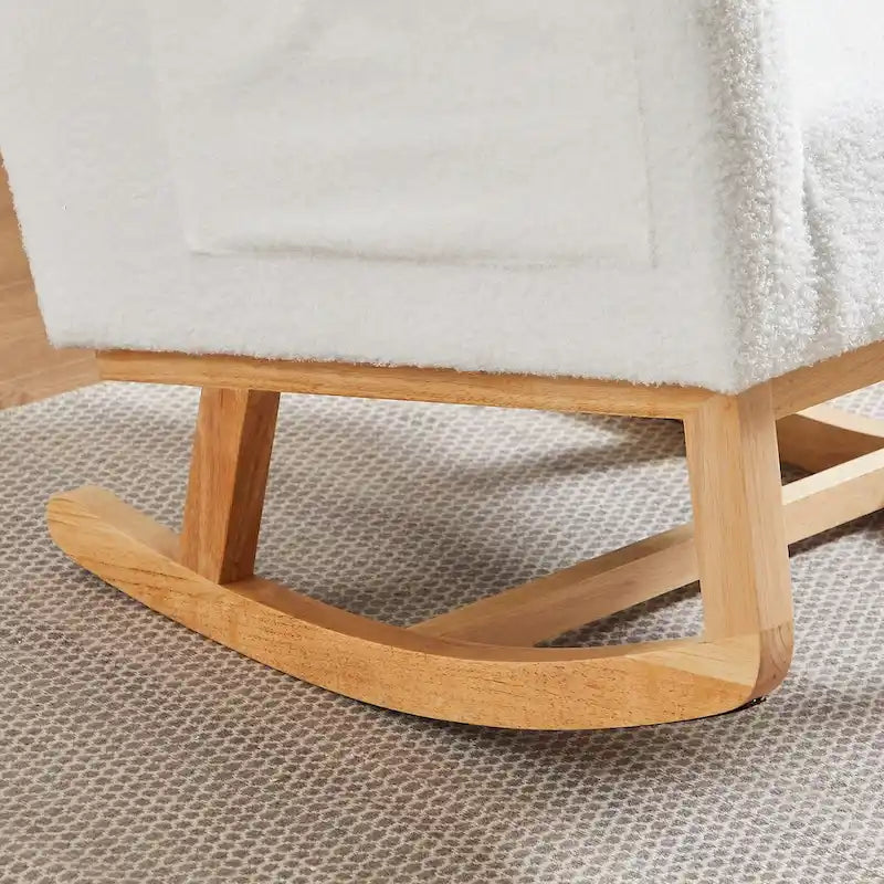 Fauteuil à bascule d'appoint moderne à dossier haut pour salon, deux poches latérales