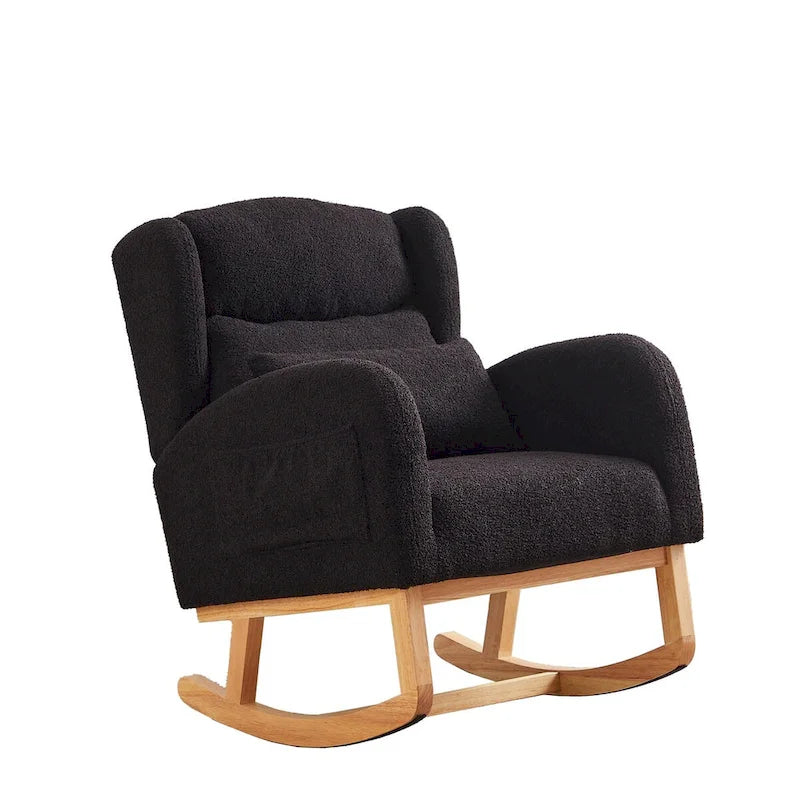 Fauteuil à bascule d'appoint moderne à dossier haut pour salon, deux poches latérales