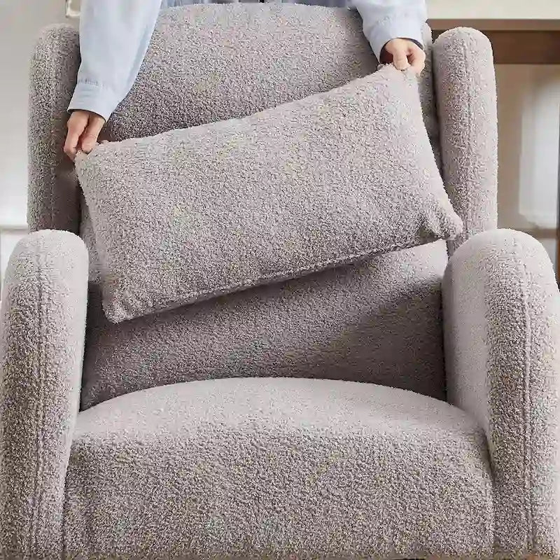 Fauteuil à bascule d'appoint moderne à dossier haut pour salon, deux poches latérales