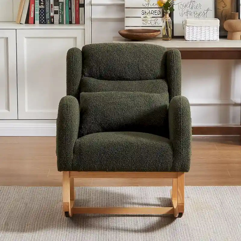 Fauteuil à bascule d'appoint moderne à dossier haut pour salon, deux poches latérales