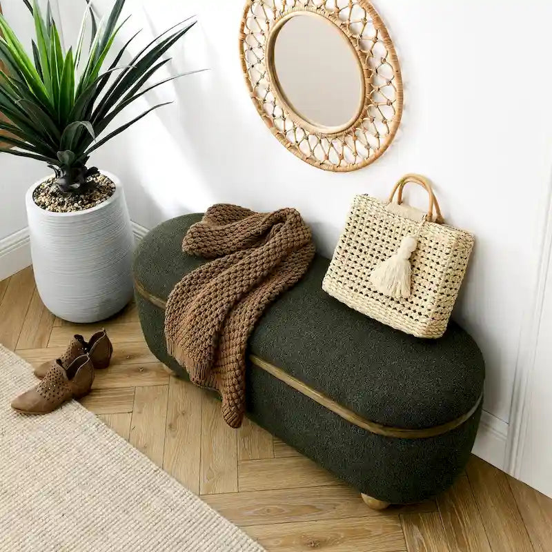 Banc de rangement ottoman, banc de lit ottoman rembourré avec rangement et assise, grand banc de rangement pour couvertures