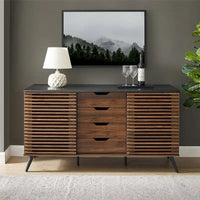 Buffet moderne 59 po, armoire de rangement et meuble TV avec 4 tiroirs et 2 portes coulissantes