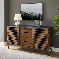 Buffet moderne 59 po, armoire de rangement et meuble TV avec 4 tiroirs et 2 portes coulissantes