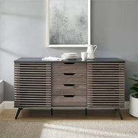 Buffet moderne 59 po, armoire de rangement et meuble TV avec 4 tiroirs et 2 portes coulissantes
