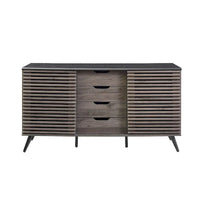 Buffet moderne 59 po, armoire de rangement et meuble TV avec 4 tiroirs et 2 portes coulissantes