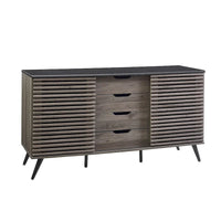 Buffet moderne 59 po, armoire de rangement et meuble TV avec 4 tiroirs et 2 portes coulissantes