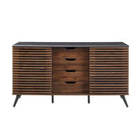 Buffet moderne 59 po, armoire de rangement et meuble TV avec 4 tiroirs et 2 portes coulissantes