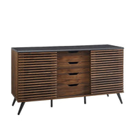 Buffet moderne 59 po, armoire de rangement et meuble TV avec 4 tiroirs et 2 portes coulissantes